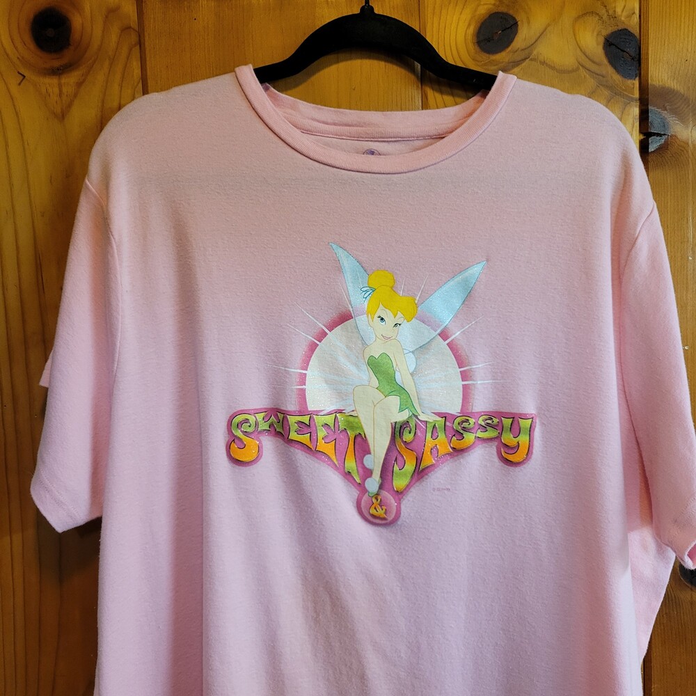 Disney Tinkerbell XXL Pink Short Sleeve Sweatshirt Sweet & Sassy Graphic Tee